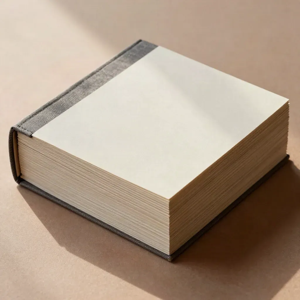 Blank onboarding cards and a binder spine on cream paper, lit softly from above.